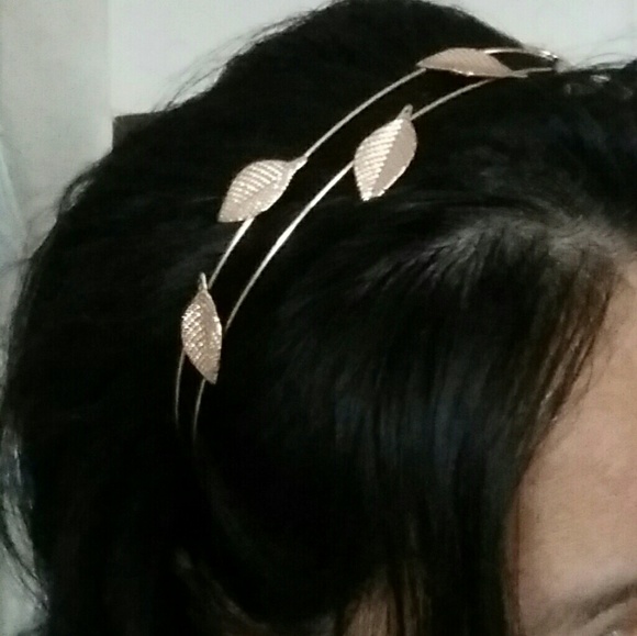 Falling Rose Gold Leaves Headband