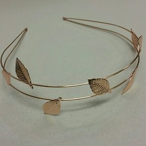 Falling Rose Gold Leaves Headband