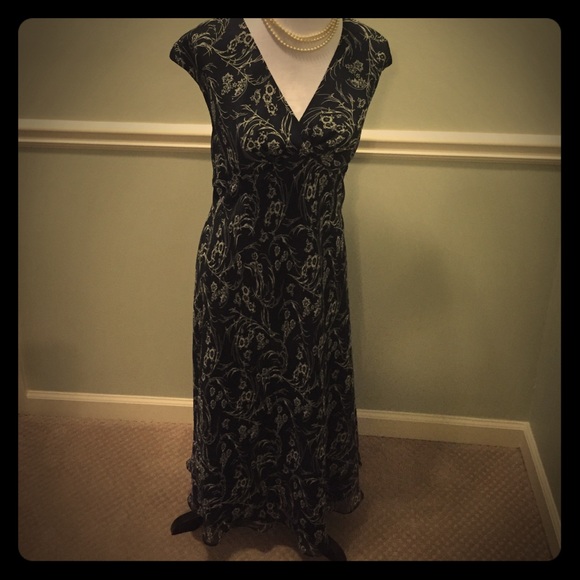 Chaps Dresses & Skirts - Chaps Navy & Cream Print Dress - Plus Size