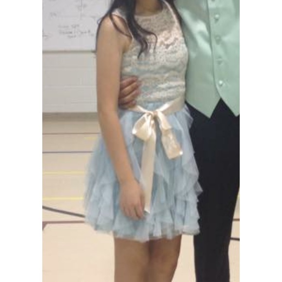 Cream and Baby Blue coronation dress