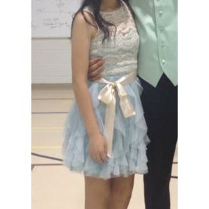 Cream and Baby Blue coronation dress