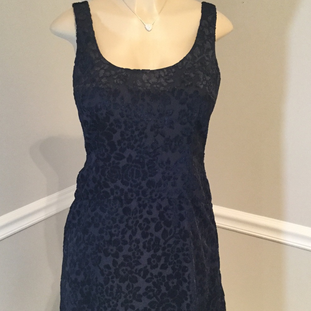 Black patterned velvet gown with back lacing