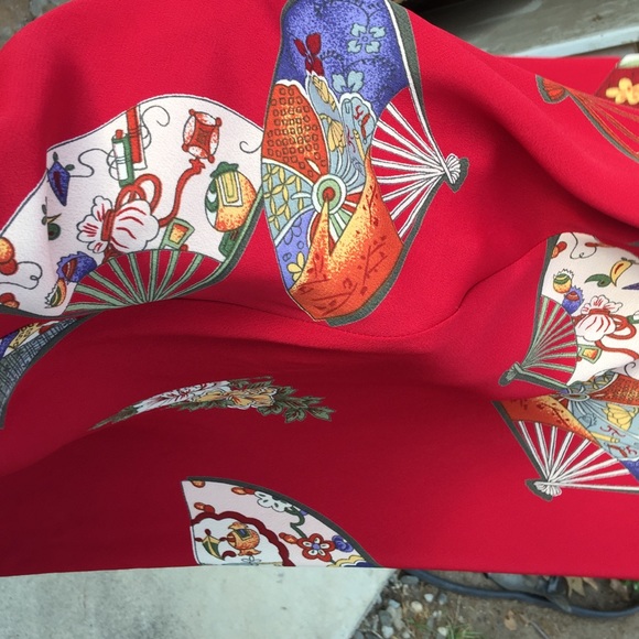 Vintage Scarlet Red Fan Dress - Picture 2 of 4