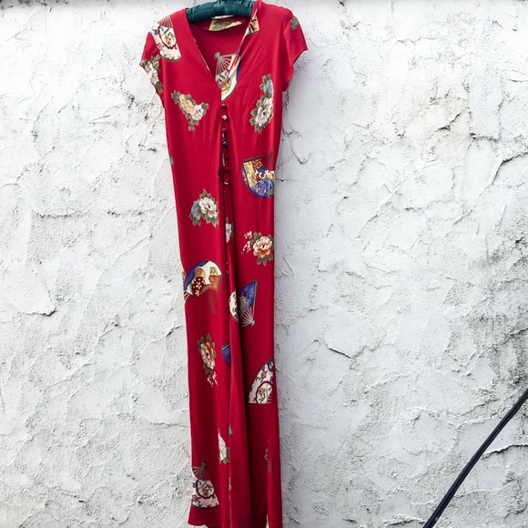 Vintage Scarlet Red Fan Dress - Picture 4 of 4