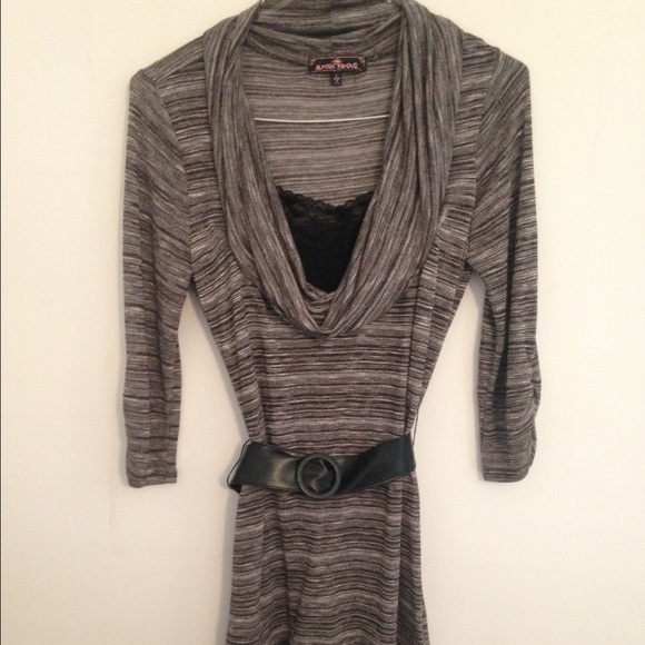 Striped belted dress