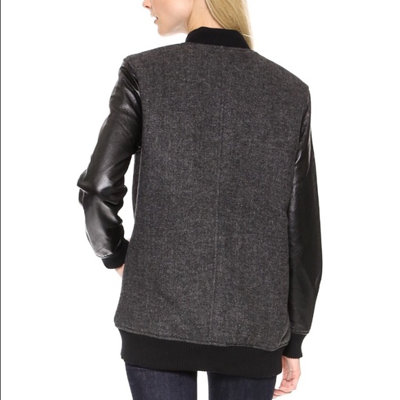 BNWT LEATHER/TWEED BOMBER JACKET- FALL MUST HAVE! - Picture 2 of 4