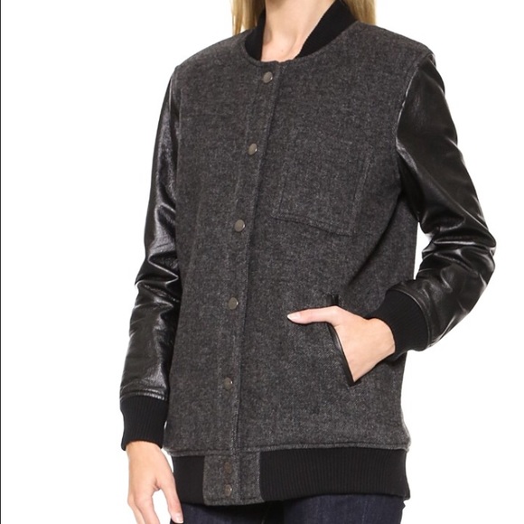 BNWT LEATHER/TWEED BOMBER JACKET- FALL MUST HAVE! - Picture 3 of 4
