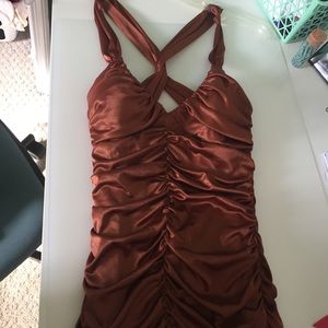 Bronze polyester long formal dress size 7/8