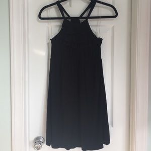 Ruffled black halter dress