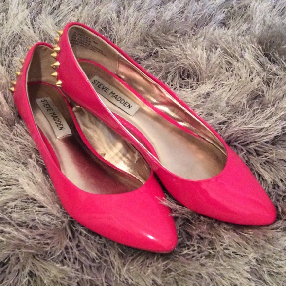 Hot Pink Gold Studded Flats