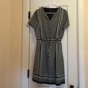 The Limited black border print drawstring dress