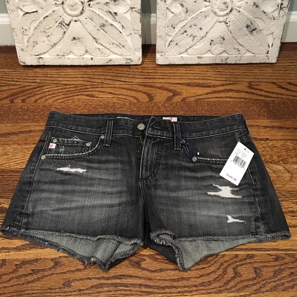 AG black denim shorts