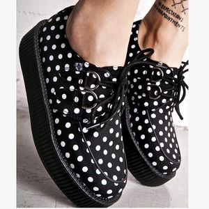 T.U.K Creepers black and white polka dot platforms