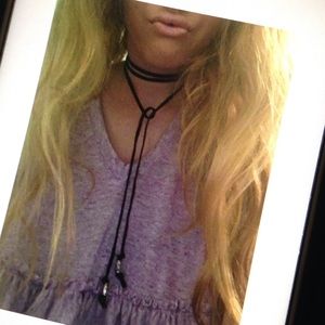 Boho suede leather choker wrap