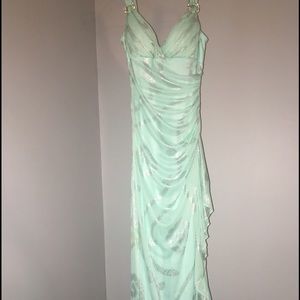 Betsy and Adam Embellished Ruched Gown