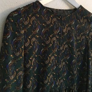 Zara Trafaluc Green Paisley Holiday Dress XS