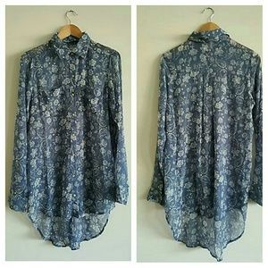SOLD Hollister Long Sleeve High Low Floral Shirt