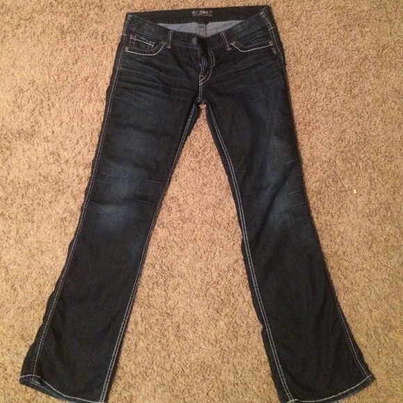 Dark blue silver jeans France's cut