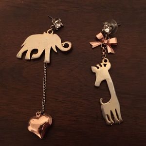 Purposefully Mismatched Betsey Johnson earrings