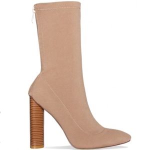 Beige Lycra Block heel