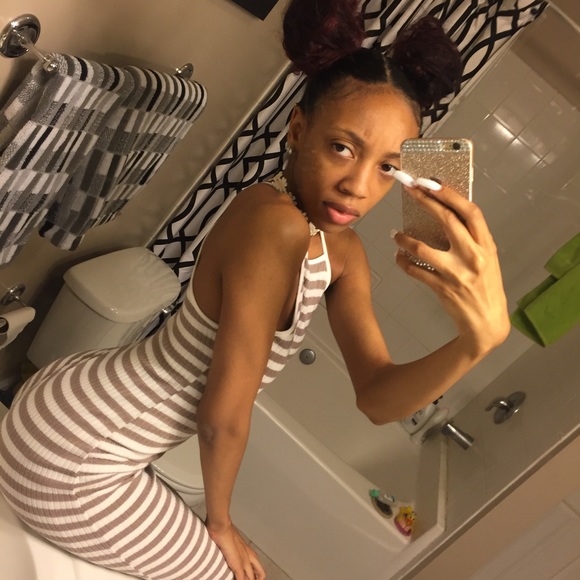 Brown and white halter dress