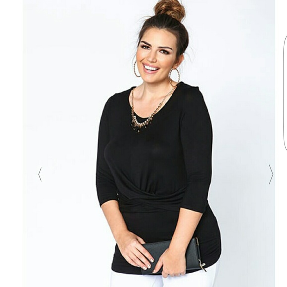 Black rouched blouse with attached necklace - Picture 2 of 3