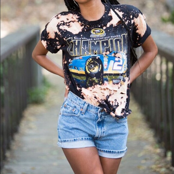 Vintage Bleached Acid Washed T shirt - Racecar