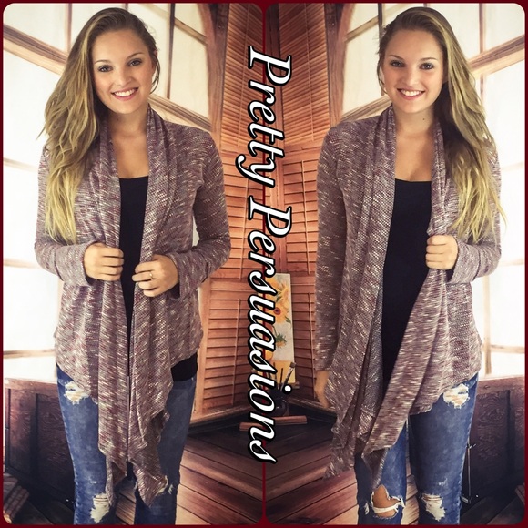 SOLD OUT Open Front Draped Marled Knit Cardigan - Picture 2 of 4