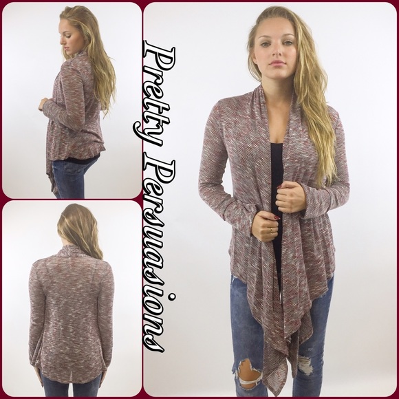 SOLD OUT Open Front Draped Marled Knit Cardigan - Picture 3 of 4