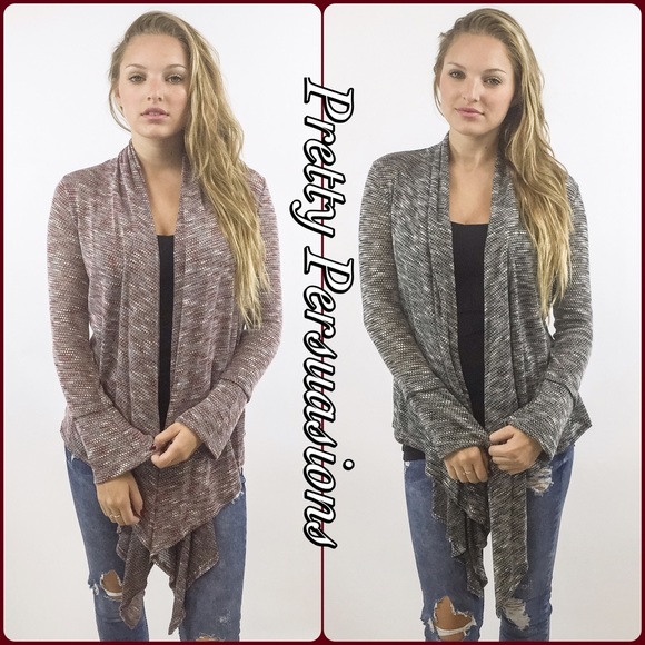 SOLD OUT Open Front Draped Marled Knit Cardigan - Picture 4 of 4