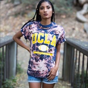 Bleached Acid Washed UCLA Shredded T Shirt