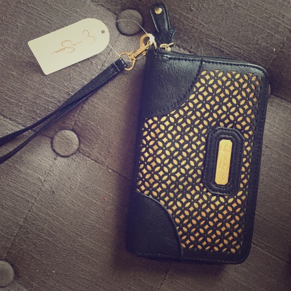 NWT Black and gold Jessica Simpson clutch wallet - Picture 1 of 4