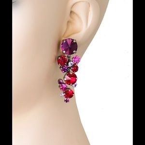 Bold Red Crystals  Linear  Earrings by Sorrelli