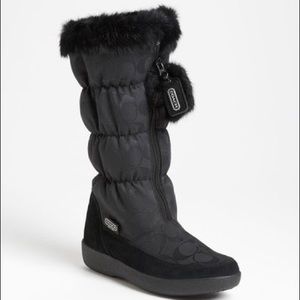 Coach Theona Fur Winter Boots Black Sz 8