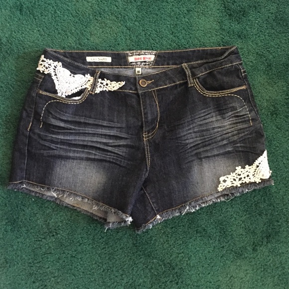 Lace distressed shorts