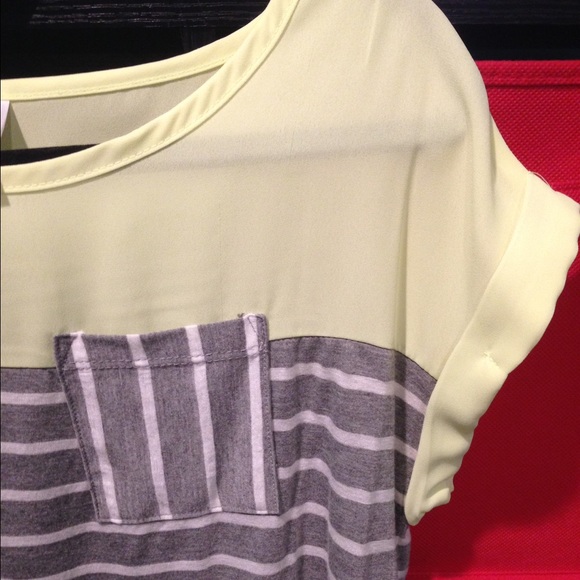 Xhilaration (Target Brand) Grey Striped Pocket Tee - Picture 3 of 3