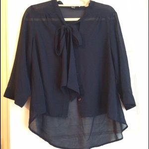 Sheer navy blouse