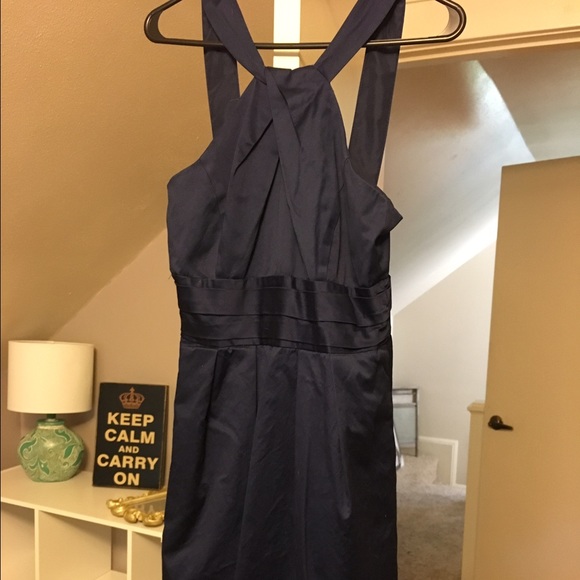 David bridal bridesmaid dress cotton, navy blue 8 - Picture 1 of 3
