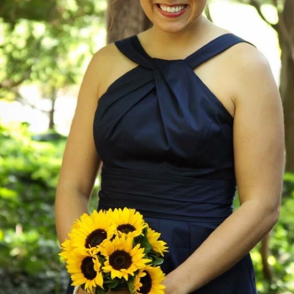 David bridal bridesmaid dress cotton, navy blue 8 - Picture 2 of 3