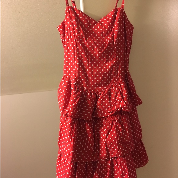 Red and white polka a dog dress