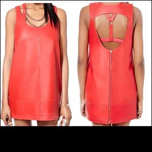 Red leather dress