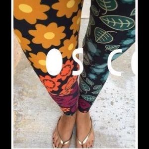 Lularoe OS Flowers Leaves Ferns leggings NWT