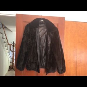 Reversible mink/leather jacket