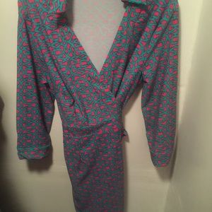 Aryeh Wrap Dress in Teal/Pink