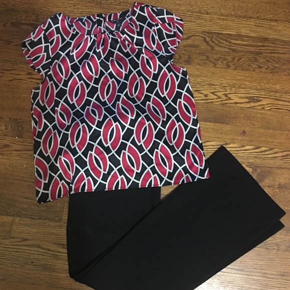 Red and Black Printed Banana Republic Blouse