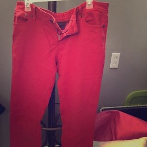 Lipstick red skinny jeans!