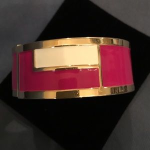 Pink and white porcelain bangle