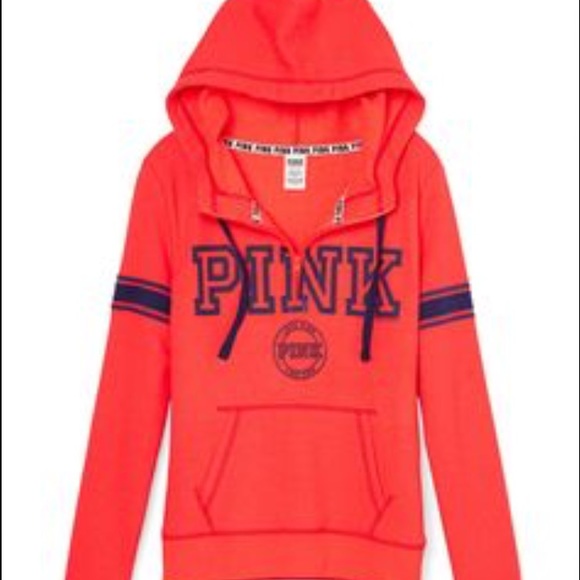 Orange pink half zip hoodie
