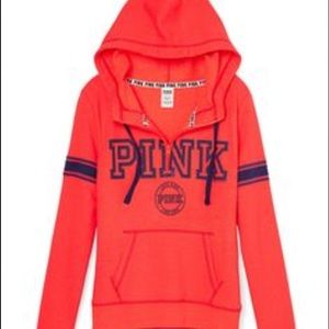 Orange pink half zip hoodie