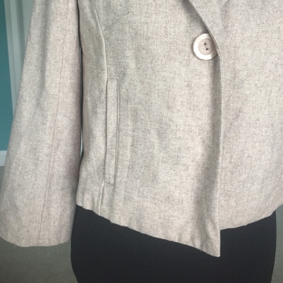Merona khaki tweed 3/4 sleeve crop blazer - Picture 2 of 3